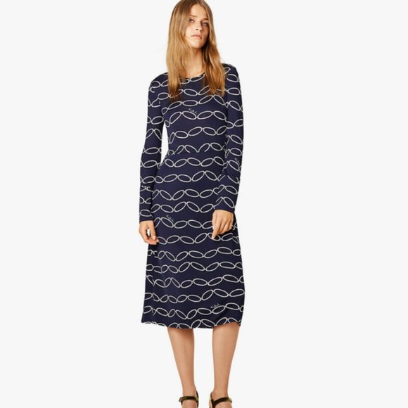 Tory Burch | Dresses | Tory Burch Navy Long Sleeve Midi Dress Nwt | Poshmark